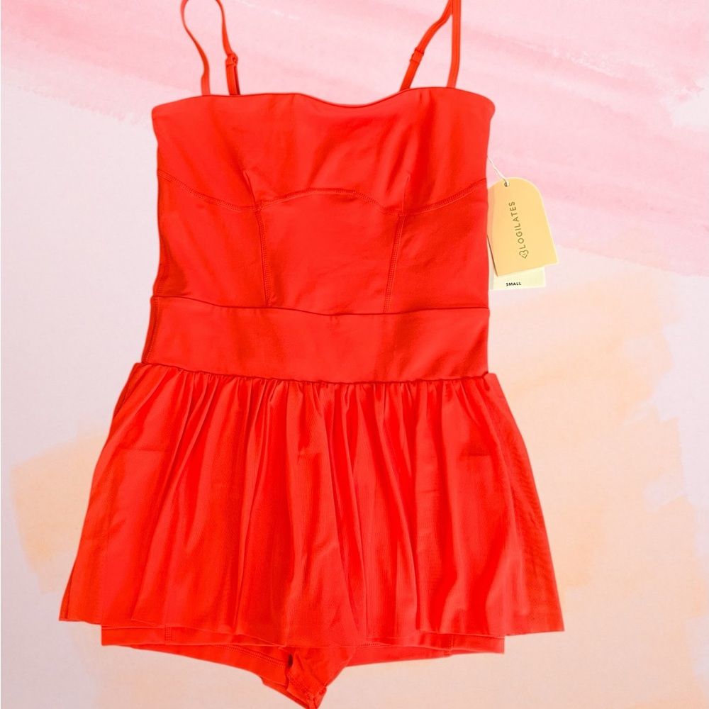 Blogilates Orange Active Romper Athletic Workout Dress Skort NWT Small